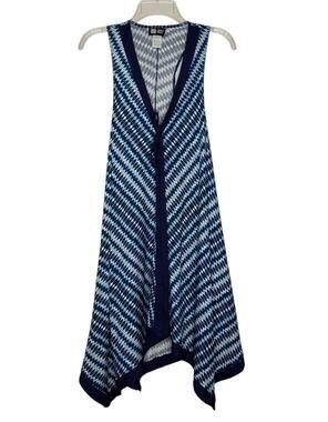 Coco Reef Asymmetrical Hem Striped Blue White Dress Swim Cover Medium